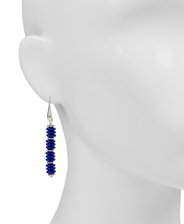 Patricia Nash Blue And Silver Beaded Stem Earrings Ceramic Bead