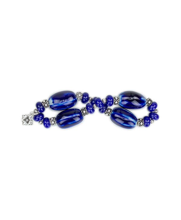 Patricia Nash Blue Textured Stretch Bracelet Ceramic Bead