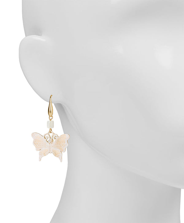 Patricia Nash Butterfly Wire Drop Earrings White Hot