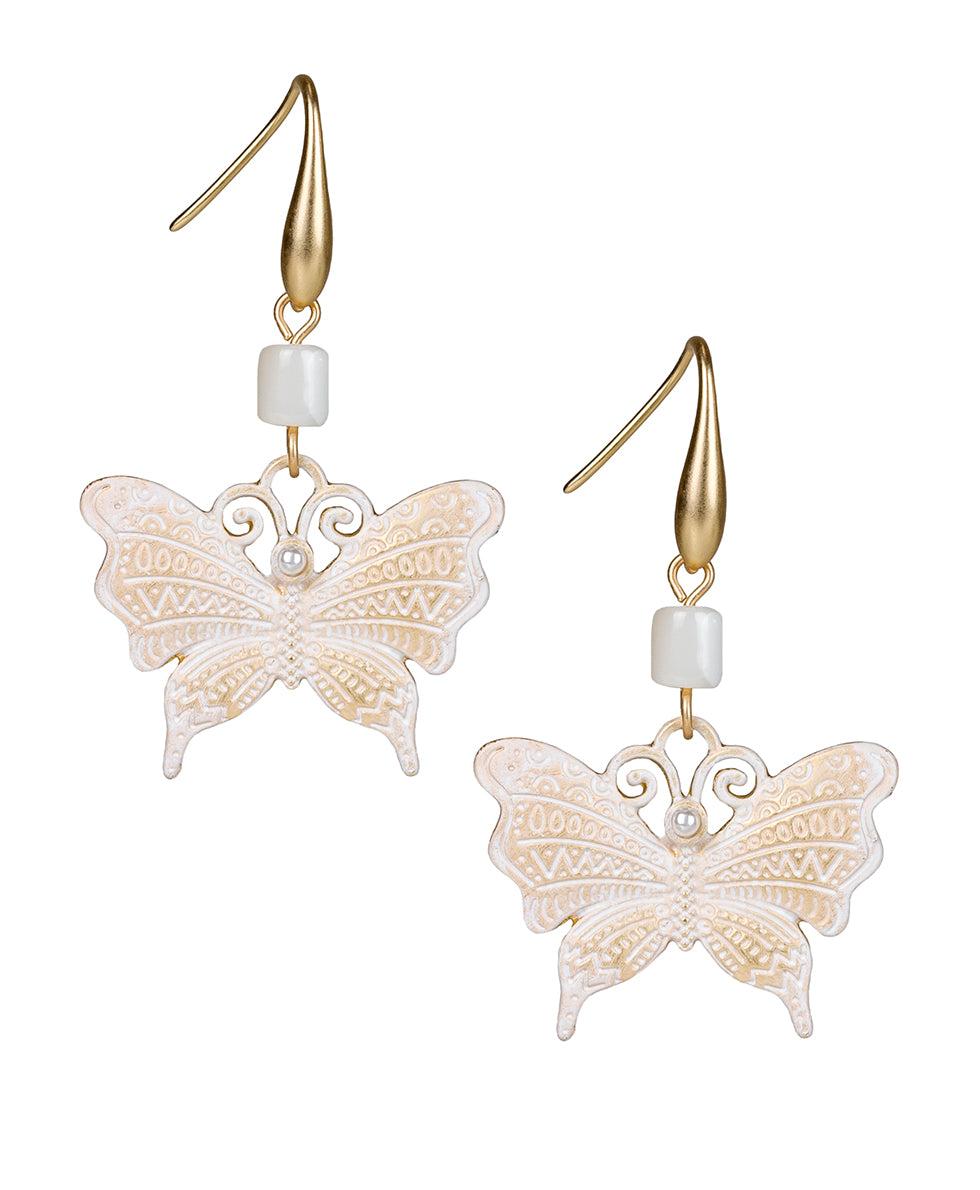 patricia nash Butterfly Wire Drop Earrings White Hot
