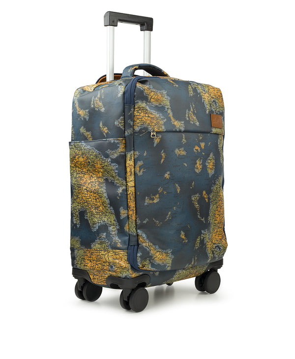 Patricia Nash Cagliari Roller Duffel Patina Coated Linen Canvas ‑ Greek Map
