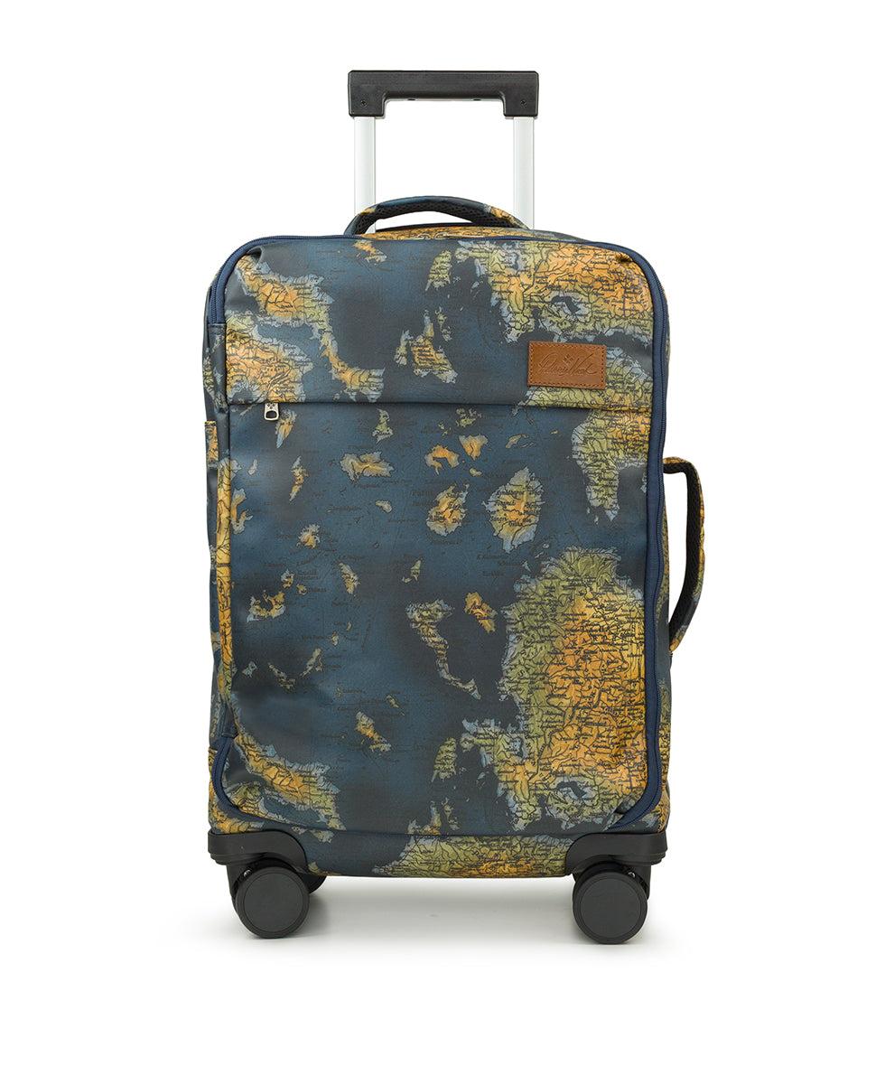 patricia nash Cagliari Roller Duffel Patina Coated Linen Canvas ‑ Greek Map