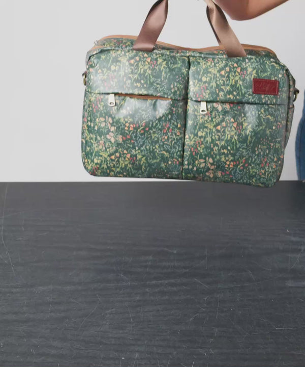 Patricia Nash Calise Carry‑On Bag Patina Coated Linen Canvas ‑ Greek Map