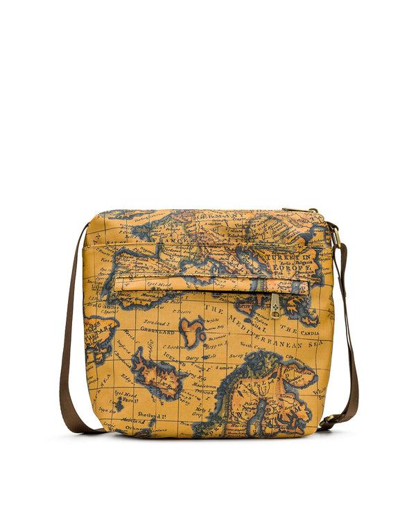 Patricia Nash Carmini Crossbody Patina Coated Linen Canvas — European Map Print