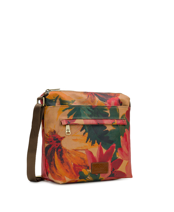 Patricia Nash Carmini Crossbody Patina Coated Linen Canvas — Spring Multi