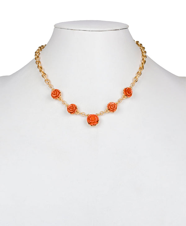 Patricia Nash Carved Rose Link Necklace Filigree And Flowers