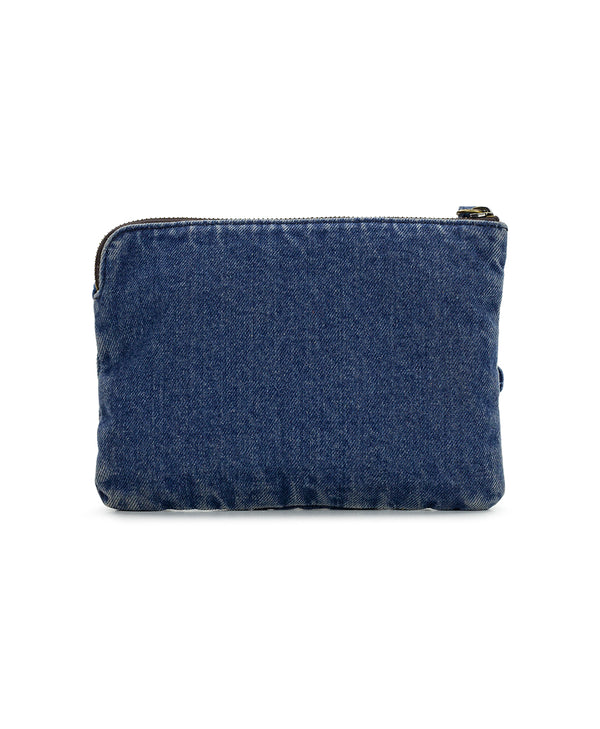Patricia Nash Cassini Wristlet Floral Applique Denim