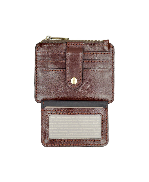 Patricia Nash Cassis ID Case Vintage Vegetable Tanned Colorblock