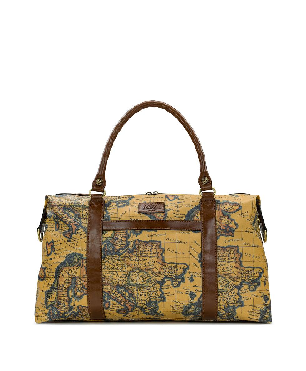 patricia nash Cerasella Duffel Bag Patina Coated Linen Canvas — European Map Print