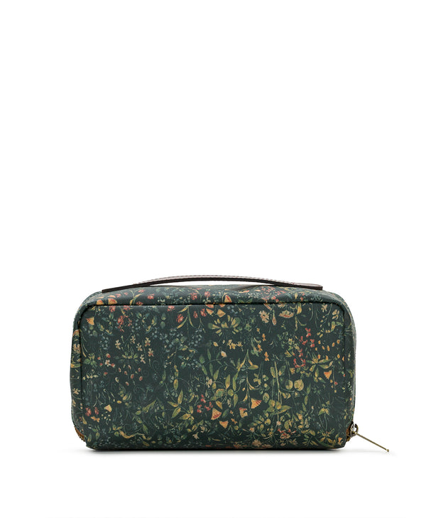 Patricia Nash Clancy Cosmetic Case Patina Coated Linen Canvas ‑ Tuscan Fields