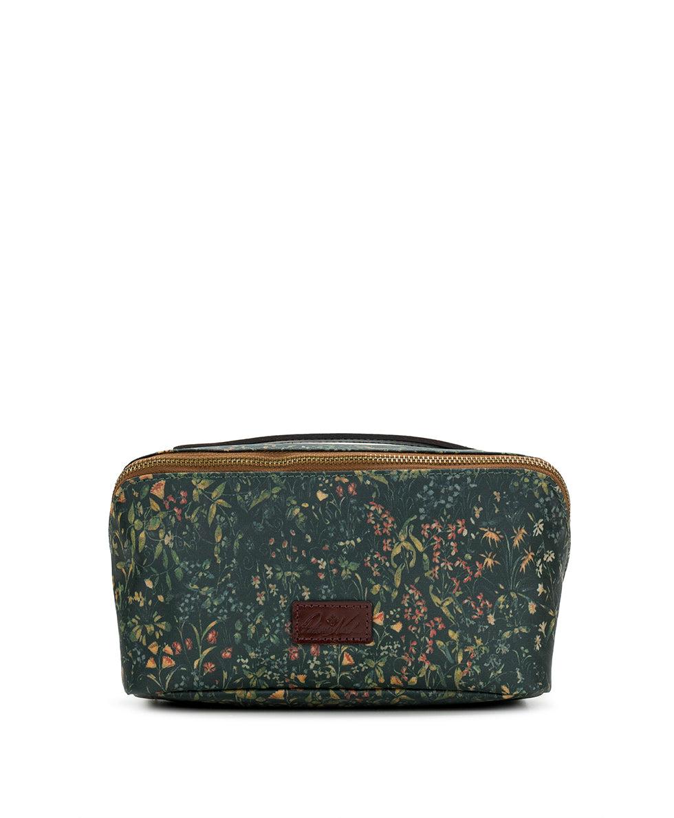 Patricia Nash Clancy Cosmetic Case Patina Coated Linen Canvas ‑ Tuscan Fields