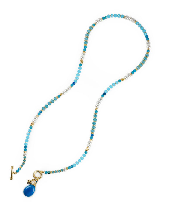 Patricia Nash Convertible Bead Necklace Eclectic Bead — Blue And White