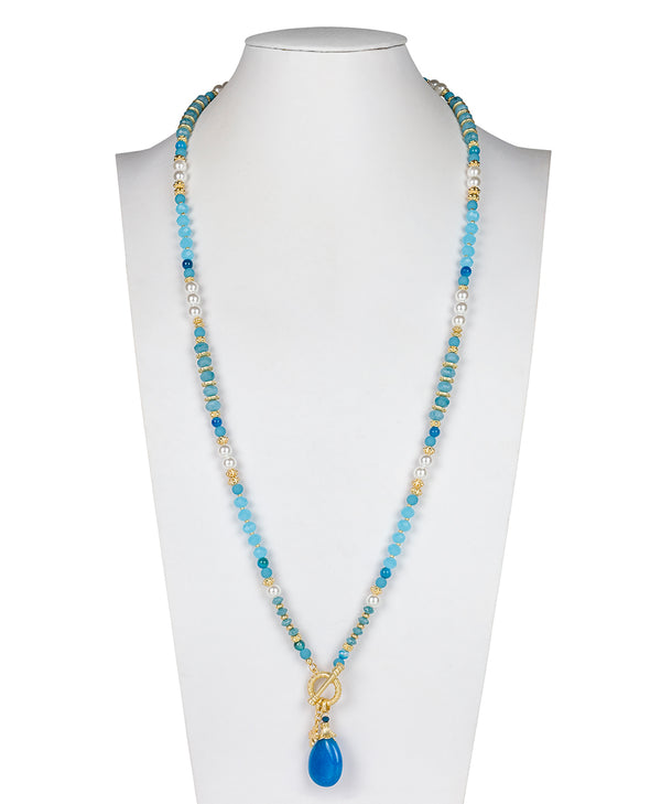 Patricia Nash Convertible Bead Necklace Eclectic Bead — Blue And White