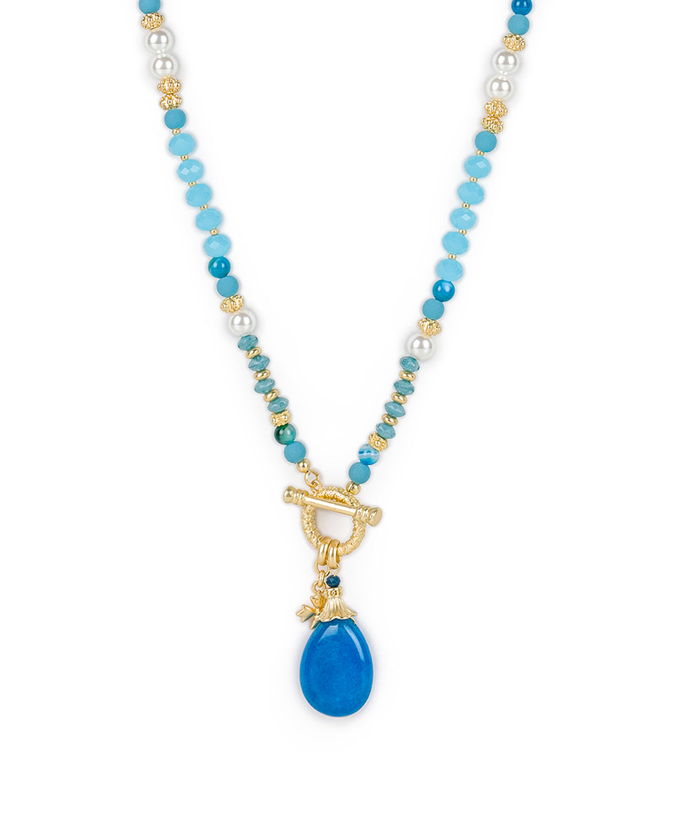 patricia nash Convertible Bead Necklace Eclectic Bead — Blue and White