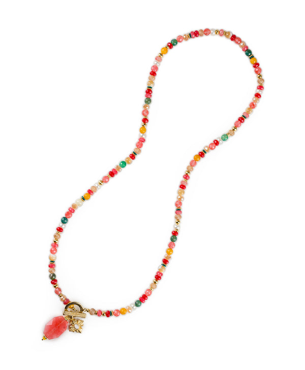 Patricia Nash Convertible Necklace Eclectic Bead — Pink