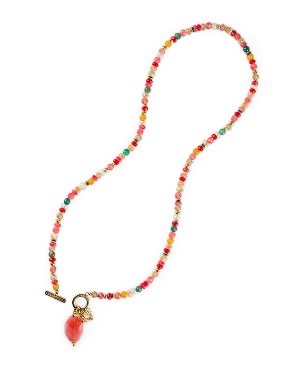 Patricia Nash Convertible Necklace Eclectic Bead — Pink