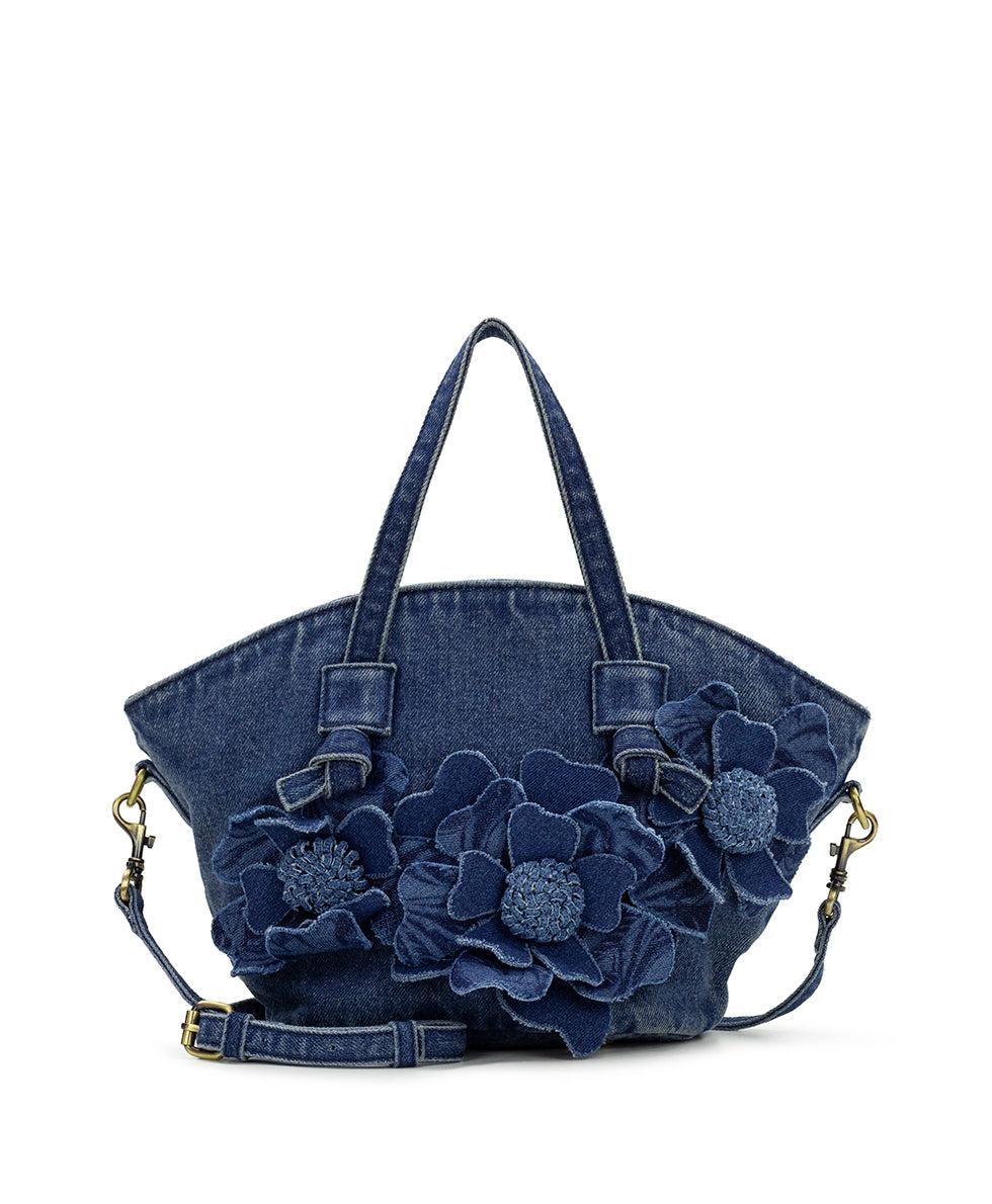 patricia nash Corallina Tote Crossbody Floral Applique Denim
