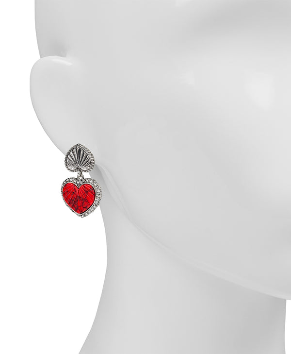 Patricia Nash Double Heart Drop Earrings Lovely Stone