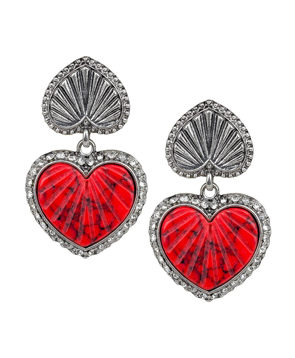patricia nash Double Heart Drop Earrings Lovely Stone