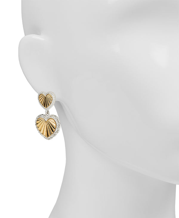 Patricia Nash Double Heart Drop Post Earrings Lovely Sparkle