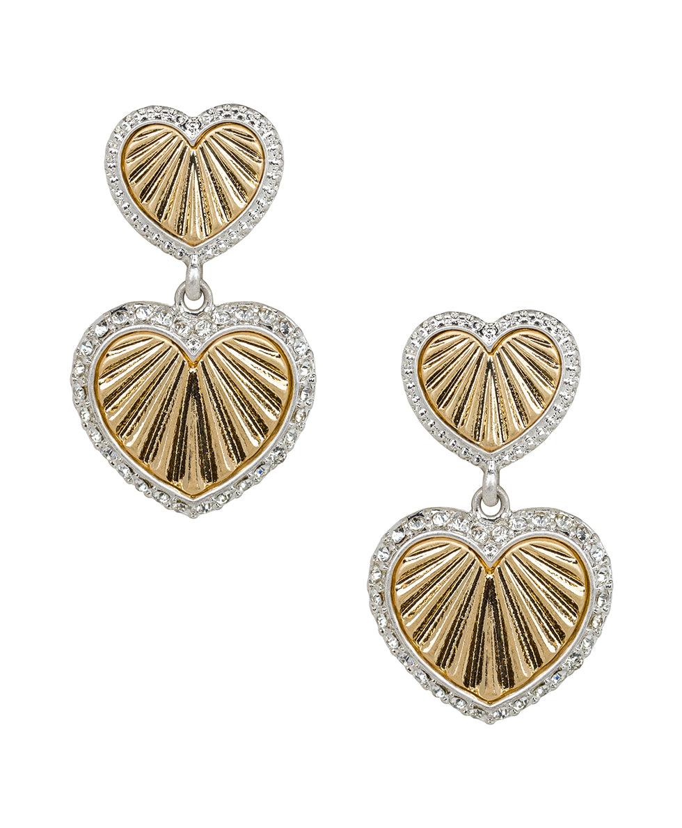 patricia nash Double Heart Drop Post Earrings Lovely Sparkle