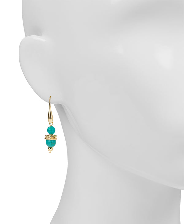 Patricia Nash Double Teal Bead Drop Earrings Eclectic Bead