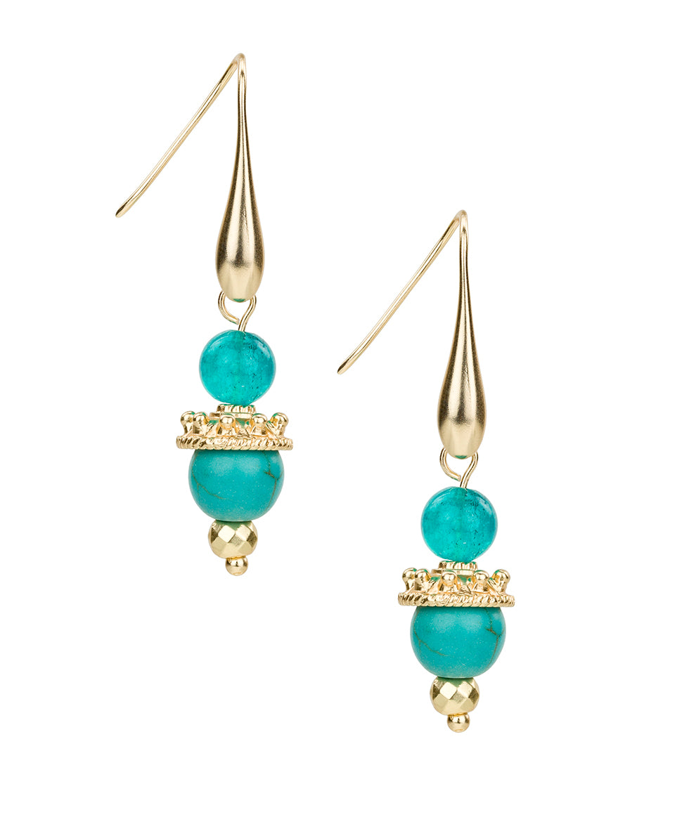patricia nash Double Teal Bead Drop Earrings Eclectic Bead