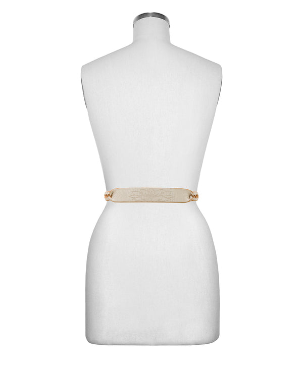 Patricia Nash Evania Woven Belt Spring Multi Tooled — Chalk White