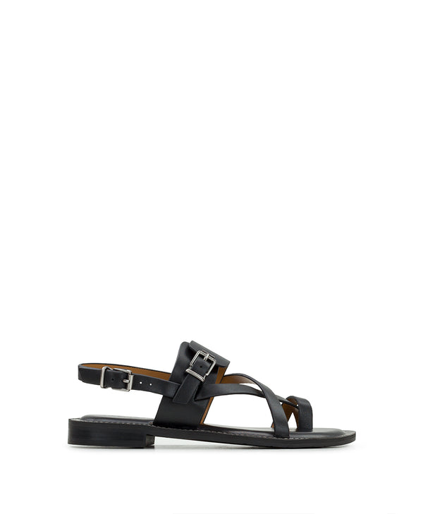 Patricia Nash Fidella Sandals Vegetable Tanned Leather — Black