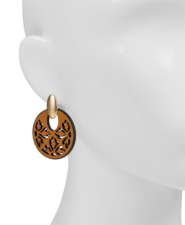 Patricia Nash Galati Doorknocker Post Earrings Leather Lace