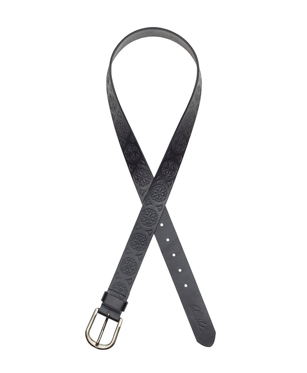 Patricia Nash Grace Floret Embossed Belt Handcut Tooled — Black