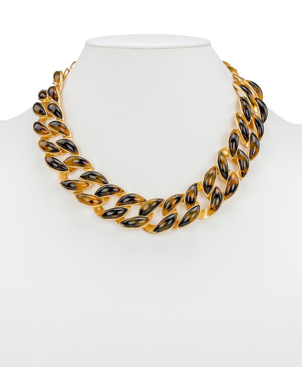 Patricia Nash Graduated Link Necklace Resin Tortoise