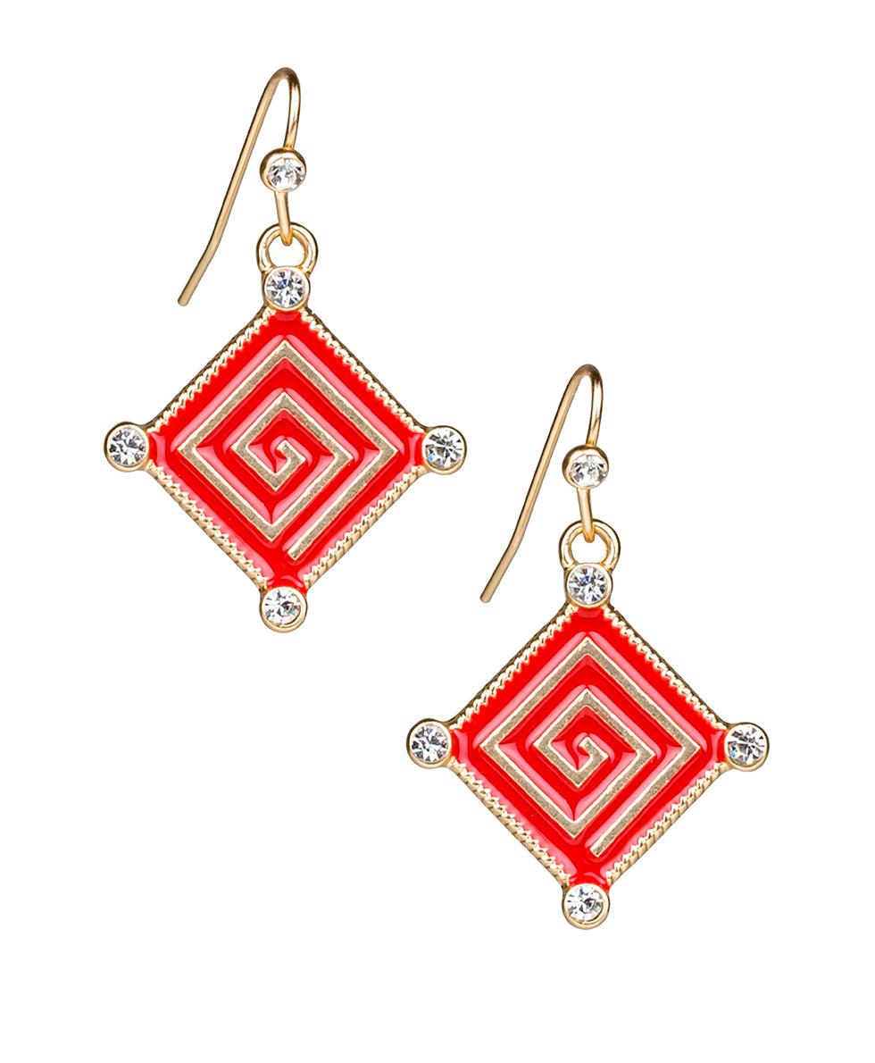 patricia nash Greek Key Dangle Earrings Good Luck Charm