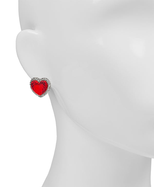 Patricia Nash Heart Button Clip Earrings Lovely Stone