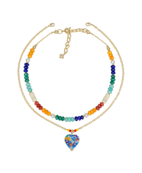 Patricia Nash Heart Pendant Modular Necklace World Bead