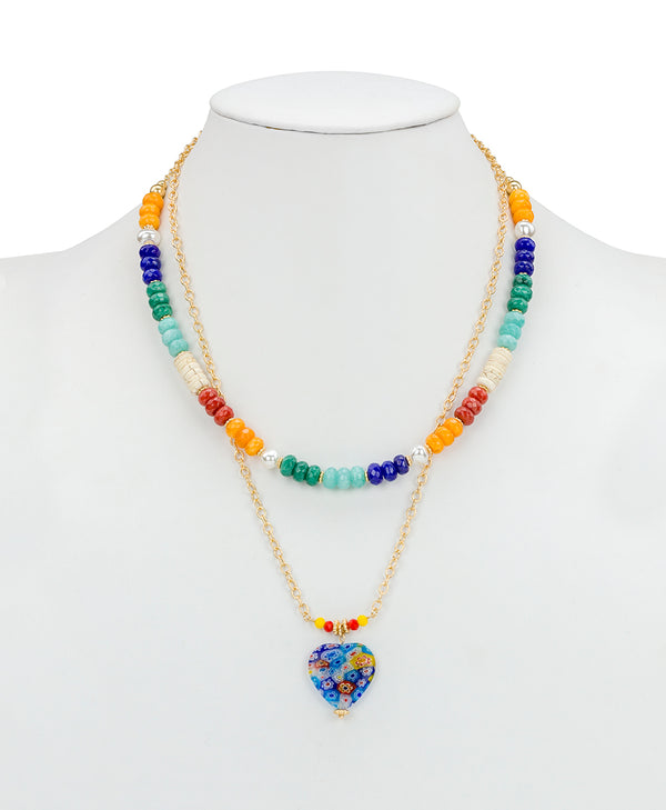 Patricia Nash Heart Pendant Modular Necklace World Bead