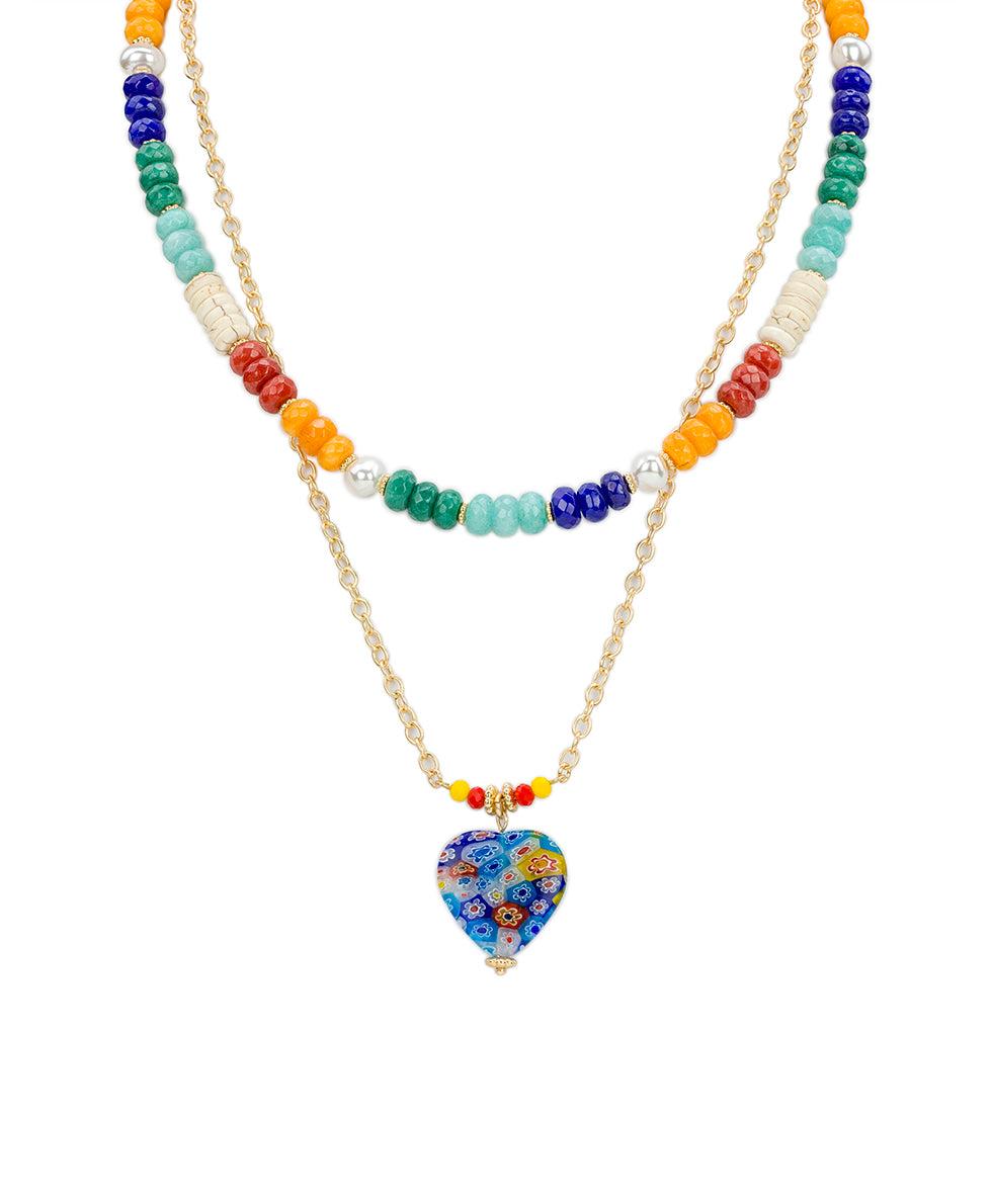 patricia nash Heart Pendant Modular Necklace World Bead