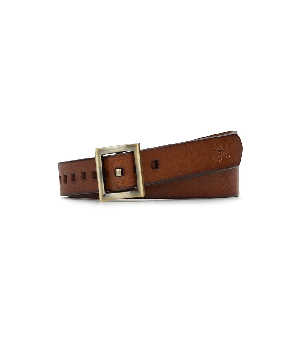 patricia nash Huxton Square Buckle Belt Handcut — Tan