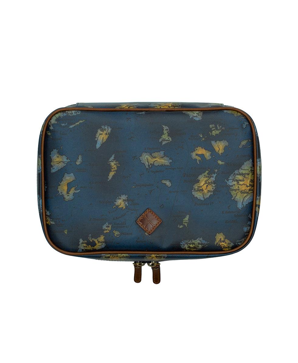 patricia nash Ilaria Hanging Case Patina Coated Linen Canvas – Greek Map