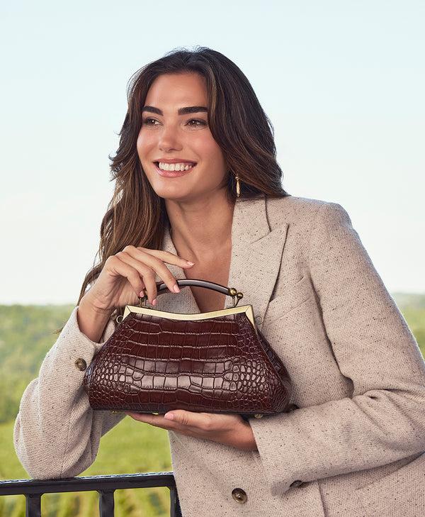 Patricia Nash Kelmscott Frame Vintage Distressed Croc