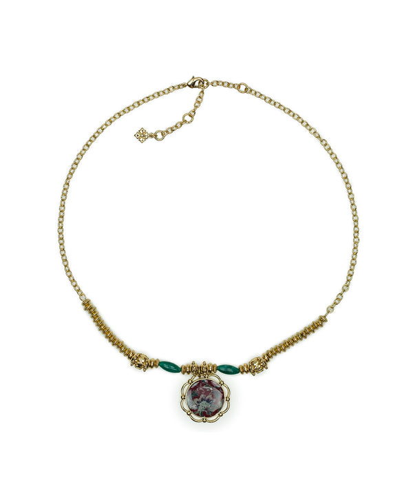Patricia Nash Large Pendant Necklace European Floral Tapestry
