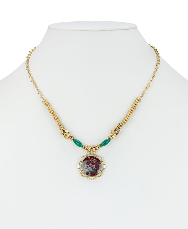 Patricia Nash Large Pendant Necklace European Floral Tapestry