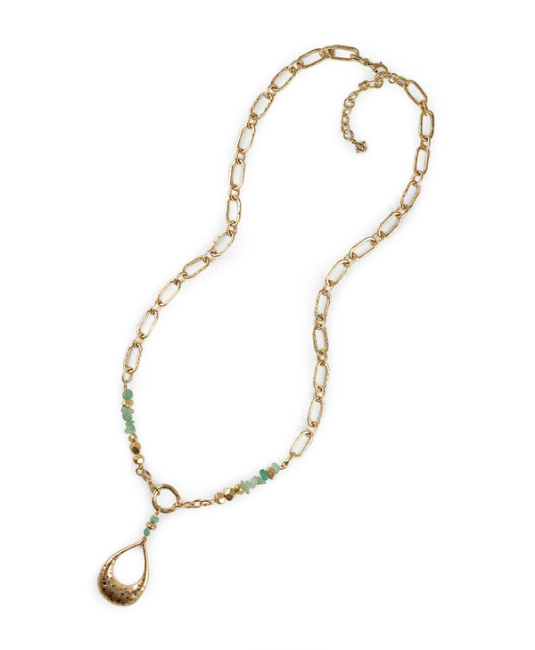 Patricia Nash Large Tear Drop Pendant Necklace Hammered