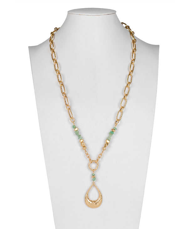 Patricia Nash Large Tear Drop Pendant Necklace Hammered