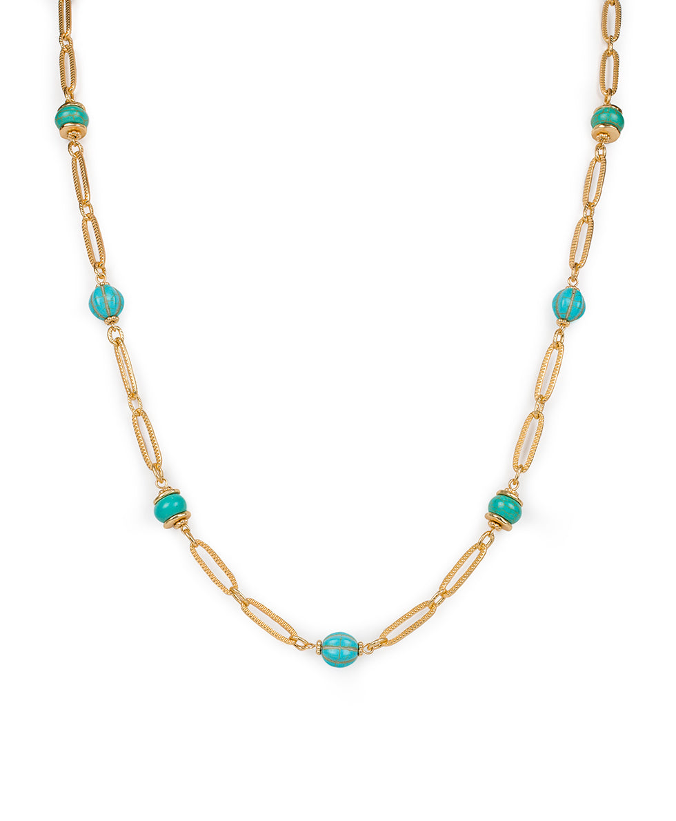 patricia nash Long Beaded Station Necklace Blue Ocean