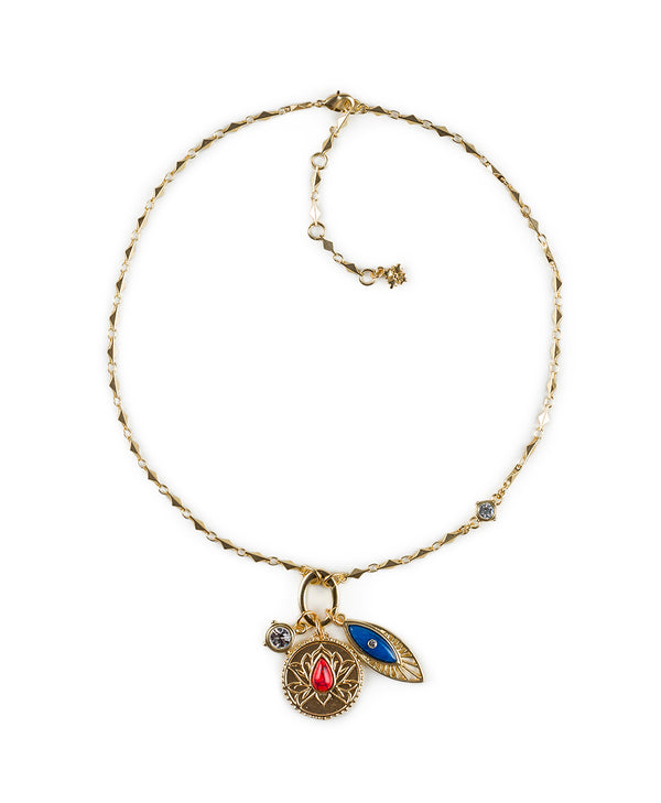 Patricia Nash Lotus Flower Necklace With Removable Charms Good Luck Charm