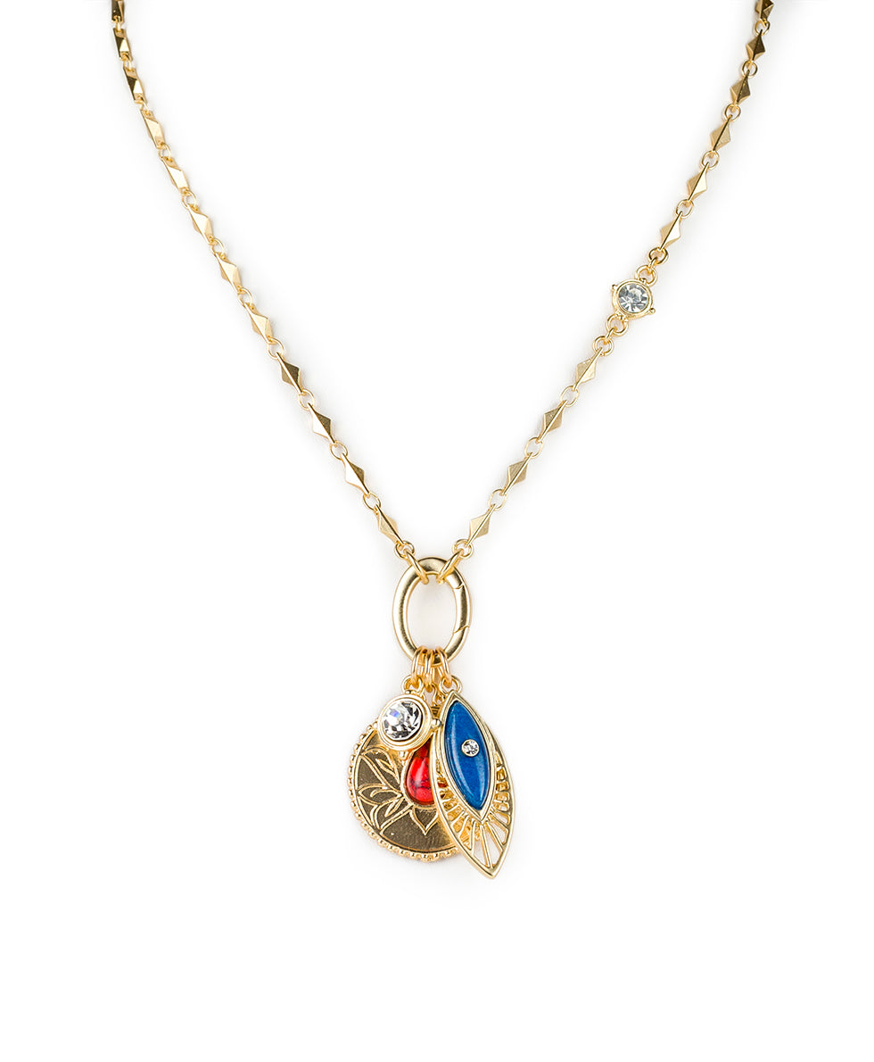 patricia nash Lotus Flower Necklace with Removable Charms Good Luck Charm