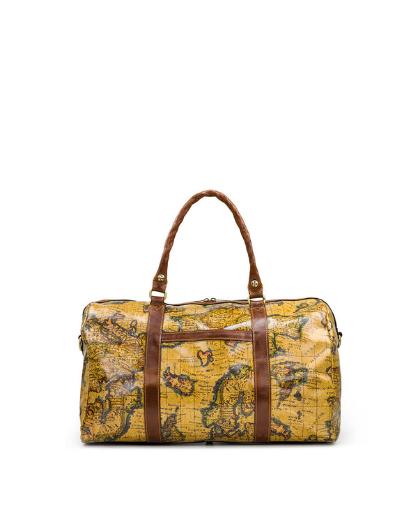Patricia Nash Milano Weekender Duffel Bag European Map Leather