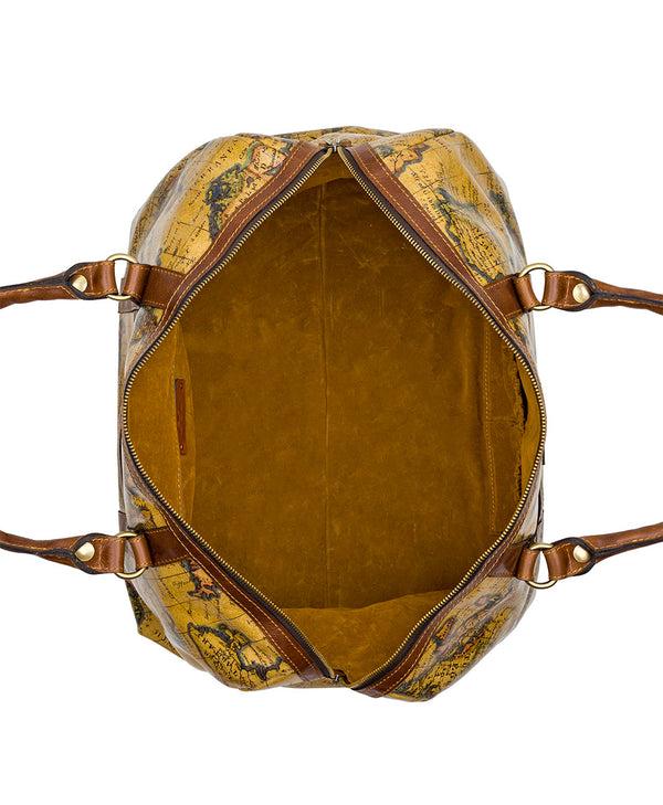 Patricia Nash Milano Weekender Duffel Bag European Map Leather