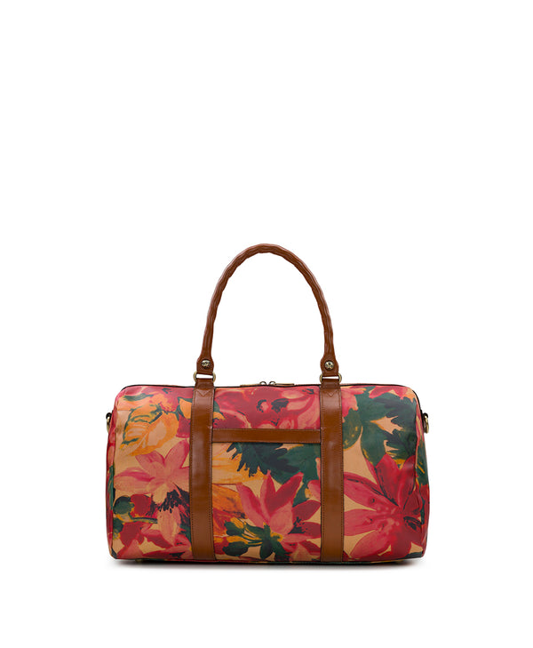 Patricia Nash Milano Weekender Duffel Bag Patina Coated Linen Canvas — Spring Multi